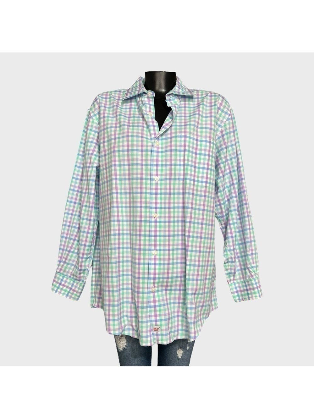 Vineyard Vines Classic Murray Mens Large Long Sleeve Button Plaid Shirt Pocket